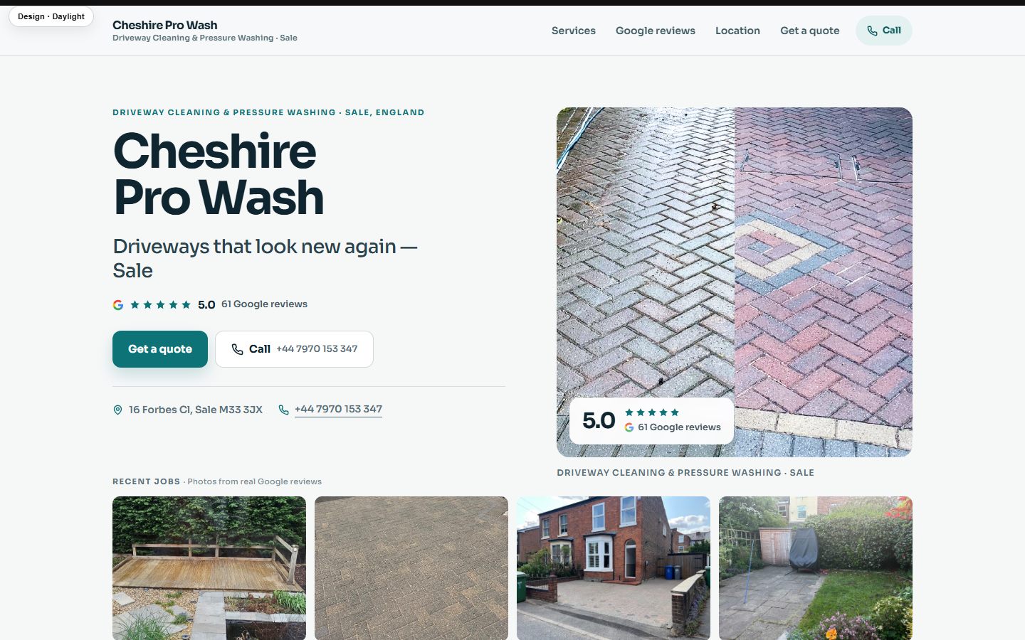 Daylight design — Cheshire Pro Wash