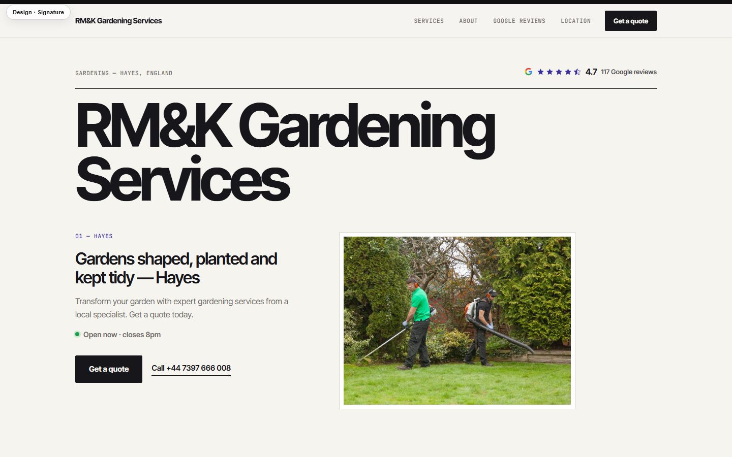 Signature design — RM&K Gardening Services